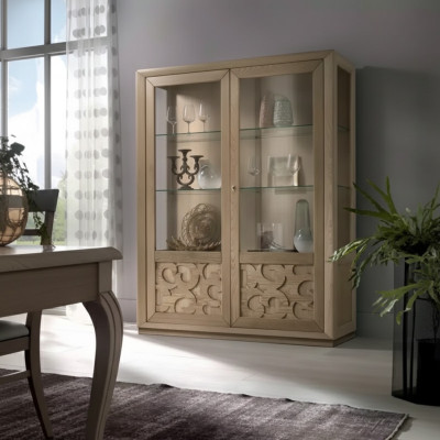 Vitrines en bois Vitrine en verre Armoire marron Vitrine Salon Mobilier Buffet nouveau