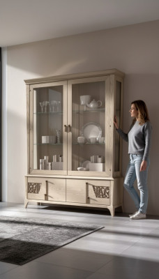 Vitrine de luxe à 2 portes Armoire en bois Salon Meubles de design de vitrines en verre
