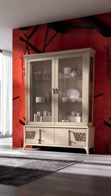 Vitrine de luxe à 2 portes Armoire en bois Salon Meubles de design de vitrines en verre