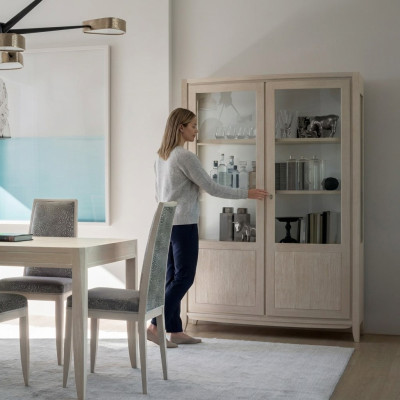 Vitrine Salon Mobilier Bois Vitrines Armoire en Verre Beige Buffet Nouveau