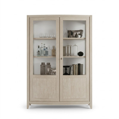 Vitrine Salon Mobilier Bois Vitrines Armoire en Verre Beige Buffet Nouveau