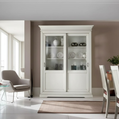 Vitrine Salon Mobilier Bois Vitrines Verre Armoire Bahut Blanc nouveau