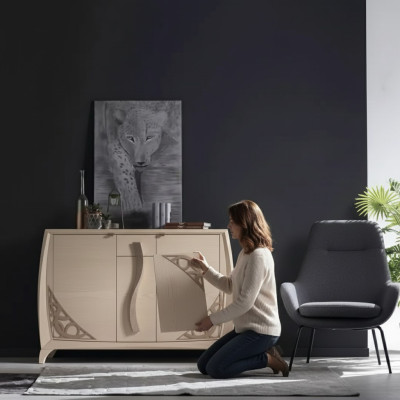 Commode Buffet Bois Armoire Beige Meubles Commodes Salon Neuf
