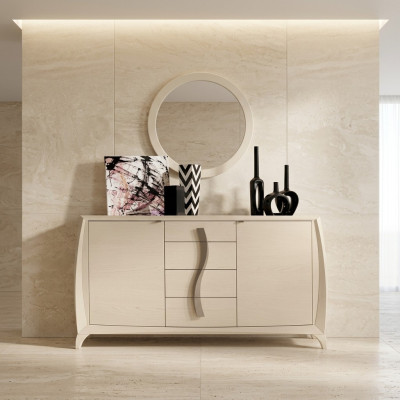 Bahut de salon Commodes Classiques Armoire Beige Armoire en bois neuf
