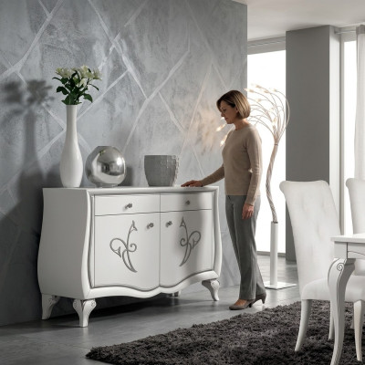 Buffet Commode Salon Luxueux Commodes Blanc Mobilier Armoire en Bois