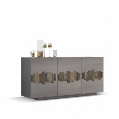Commode Buffet en bois massif Armoire Mobilier Commodes Buffet Gris