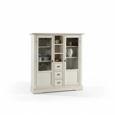Salon Mobilier Bois Vitrine Verre Armoire Véritable Bois Buffet Vitrine