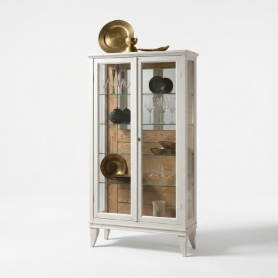 Vitrine Italienne Armoires Design en Verre de Luxe Présentoir de Meubles Blanc Nouveau
