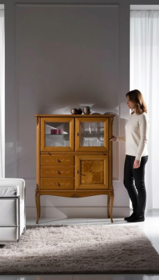 Vitrine Vitrine en verre Armoires Bar Mobilier italien en bois Salon