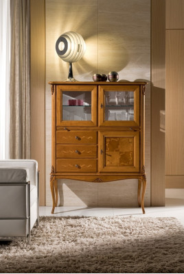 Vitrine Vitrine en verre Armoires Bar Mobilier italien en bois Salon