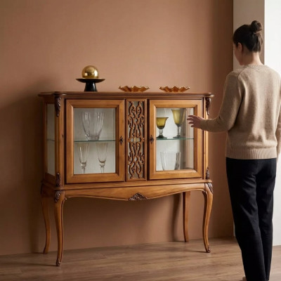 Vitrine armoire de présentation Salon Classique Armoire en bois Vitrine en verre