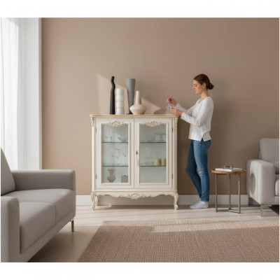 Vitrine en verre vitrine de luxe vitrine blanche vitrine de meuble classique italien