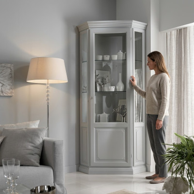 Vitrine d'angle Armoire Vitrine Blanche Vitrines Salon Classique r Étagère