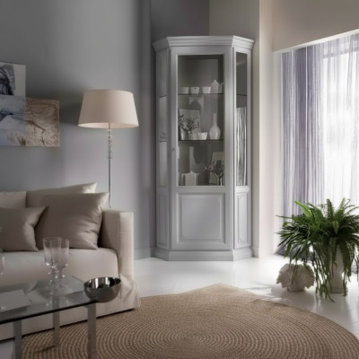 Vitrine d'angle Armoire Vitrine Blanche Vitrines Salon Classique r Étagère
