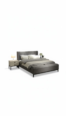 Lit luxueux avec tabouret design exclusif et finition de haute qualité