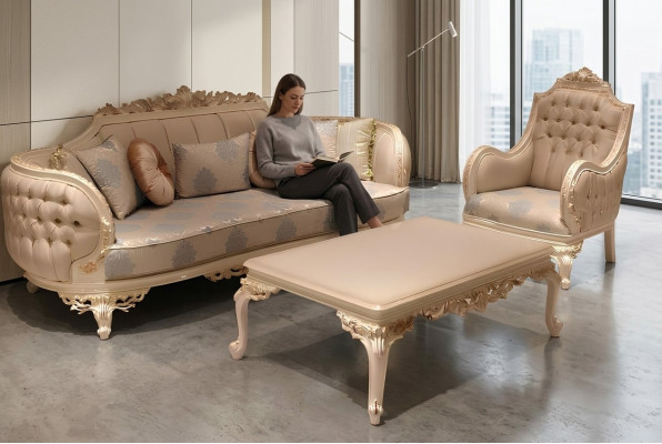 Canapé 3 places de luxe élégant, Fauteuil de salon Noble Meuble nouveau
