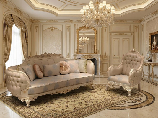 Canapé 3 places de luxe élégant, Fauteuil de salon Noble Meuble nouveau