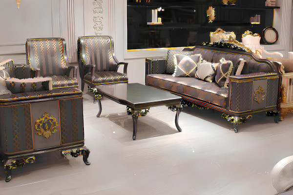 Ensemble de salon Ensemble de canapé Couleurs naturelles Design Mobilier rembourré Table basse