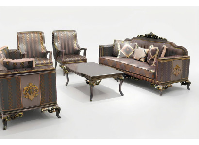 Ensemble de salon de luxe composé d'un canapé 3+3+1+1 places, de 2 fauteuils confortables neufs.