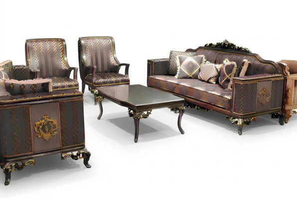Luxueux ensemble de canapé 3 pièces avec canapé 3 places, 2 fauteuils relax de luxe