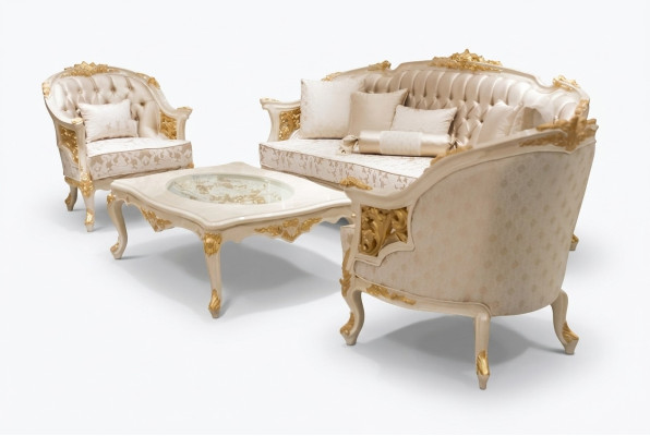 Ensemble de canapés de luxe modernes, ensemble de salon avec 2 canapés 3 places et une chaise noble.