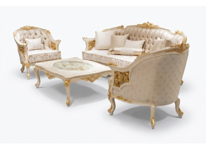 Ensemble de canapés de luxe modernes, ensemble de salon avec 2 canapés 3 places et une chaise noble.