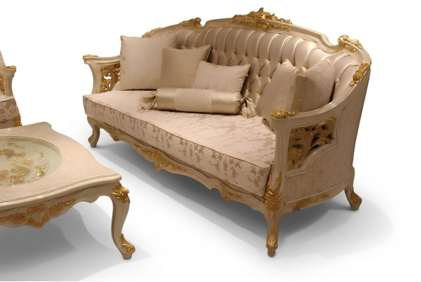 Salon de luxe exquis Canapé 3 places Noble Canapé beige Canapé de salon