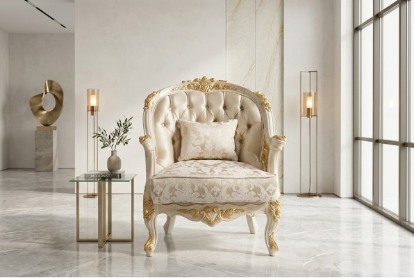 Fauteuil de salon élégant, fauteuil confortable, siège moderne, cadre neuf.