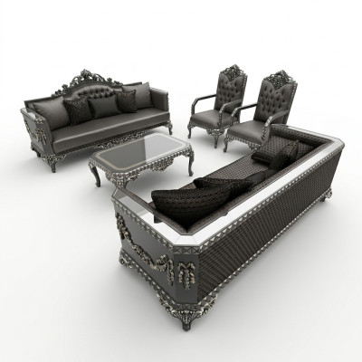 Design Mebel Ensemble de canapés pour le salon 2x canapé + 2x fauteuil + Table basse assortie