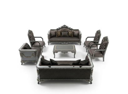 Salon de luxe Ensemble de canapés 3+3+1+1 2x canapé 2x fauteuil Marron neuf