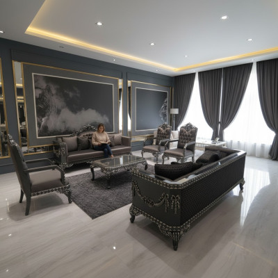 Ensemble de salon confortable Suite 3+1+1 et nouveau luxueux fauteuil marron 2x