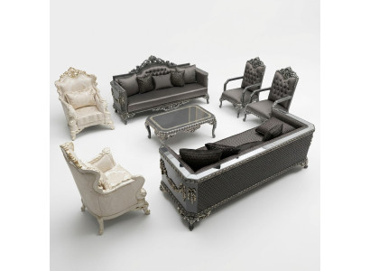 Ensemble de salon confortable Suite 3+1+1 et nouveau luxueux fauteuil marron 2x