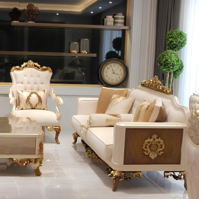 Ensemble de meubles de salon élégants: canapé luxueux, fauteuil confortable, ensemble avec 2.