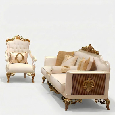 Ensemble de meubles de salon élégants: canapé luxueux, fauteuil confortable, ensemble avec 2.