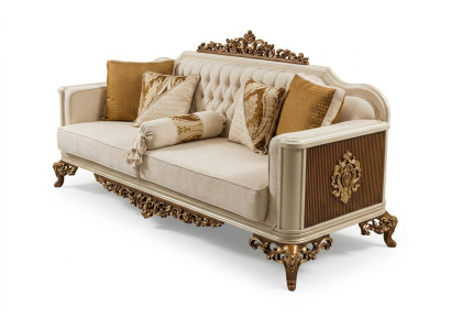 Canapé de luxe 3 places Mobilier de salon Canapé élégant 3 places Textile beige
