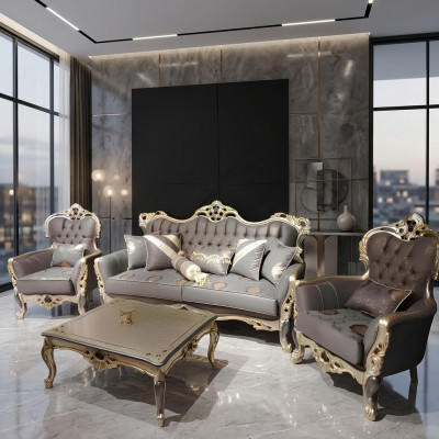 Ensemble de salon Chesterfield chic, ensemble de canapés 3+1+1 places.