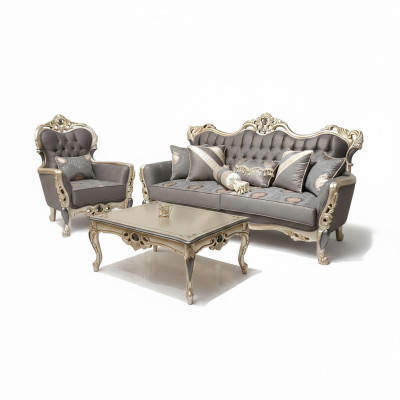 Élégant canapé avec fauteuil Canapé gris Relax Ensemble de meubles de salon 2 pièces