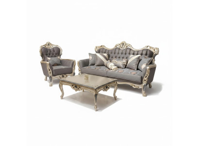 Élégant canapé avec fauteuil Canapé gris Relax Ensemble de meubles de salon 2 pièces