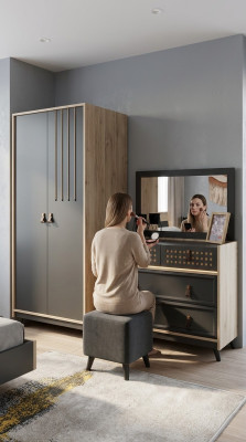 meuble de rangement avec miroir de design exclusif, commode de chambre à coucher de design armoire