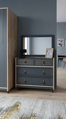 meuble de rangement avec miroir de design exclusif, commode de chambre à coucher de design armoire