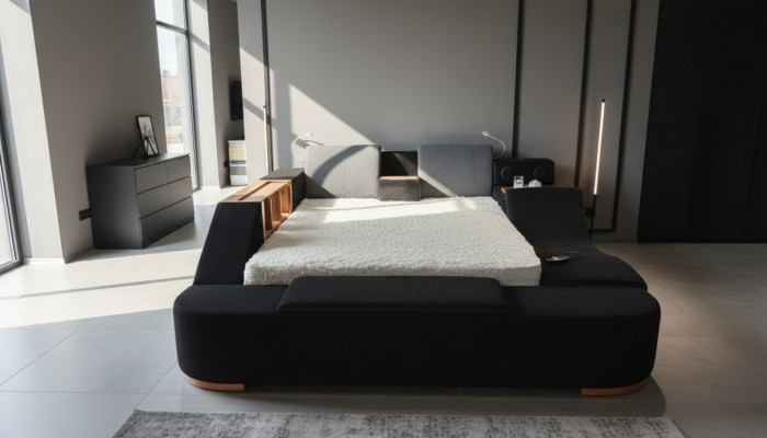 Mobilier de chambre coloré meubles colorés n Lits Lits Noir Lit Moderne.