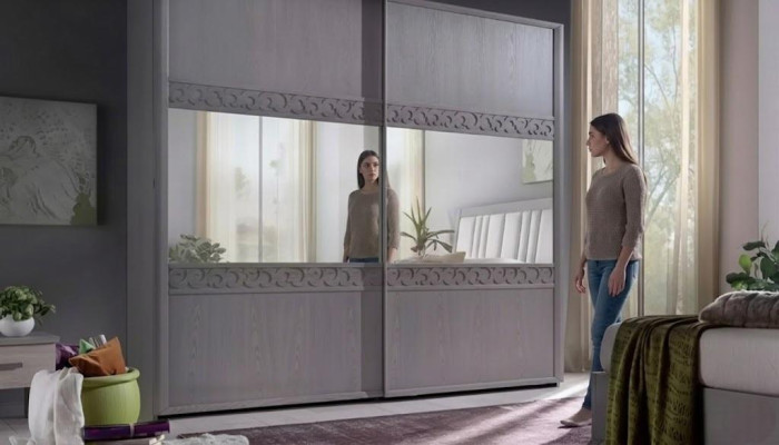 Armoire à portes coulissantes Armoire Armoire avec miroir Bois de luxe Moderne