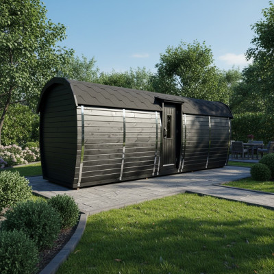 Sauna en bois sauna extérieur Maison de sauna en bois de pin chambre panoramique 590x230x260