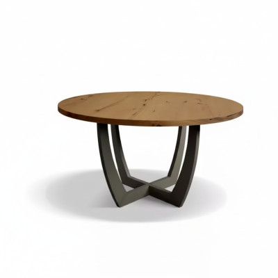 Table ronde en bois Table ronde de cuisine Table à manger de style moderne Marron 140cm