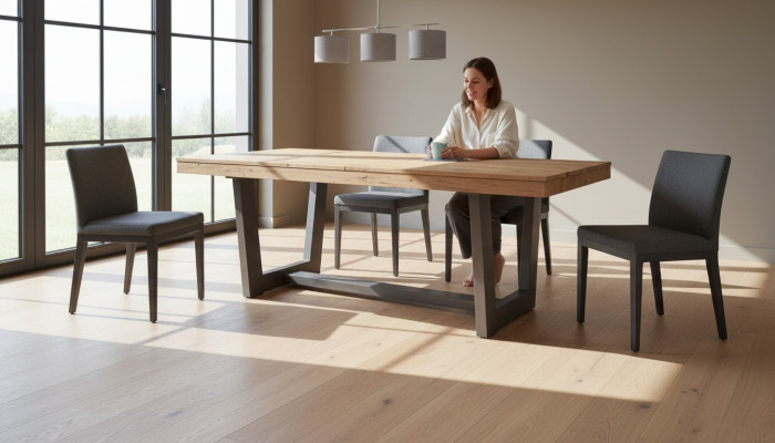 Table à manger en bois table extensible de salle à manger 160/240 x 90 x 78 cm style moderne