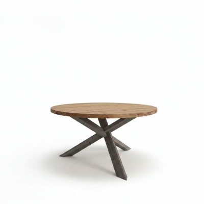 Salle à manger Table ronde en bois de style cuisine ronde moderne marron de 140 cm