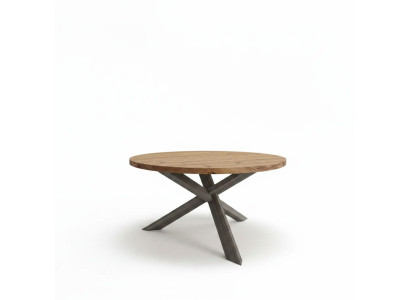 Salle à manger Table ronde en bois de style cuisine ronde moderne marron de 140 cm