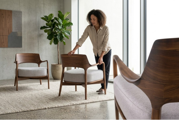 Chaise de salle à manger Fauteuil de salon Fauteuils inclinables en bois moderne Rembourrage inclinable