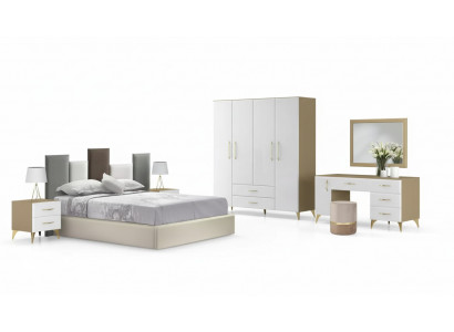 Ensemble de chambre à coucher Lit 2x Table de chevet Commode 7 pièces de luxe design