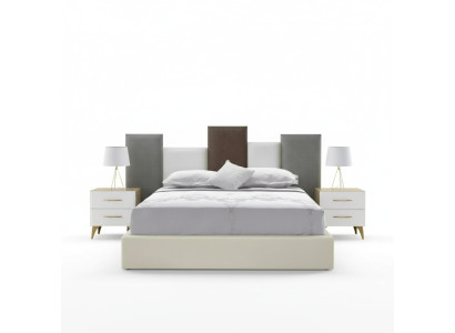 Ensemble de chambre à coucher Lit 2x Table de chevet Bois Blanc Complet Moderne 3 pièces